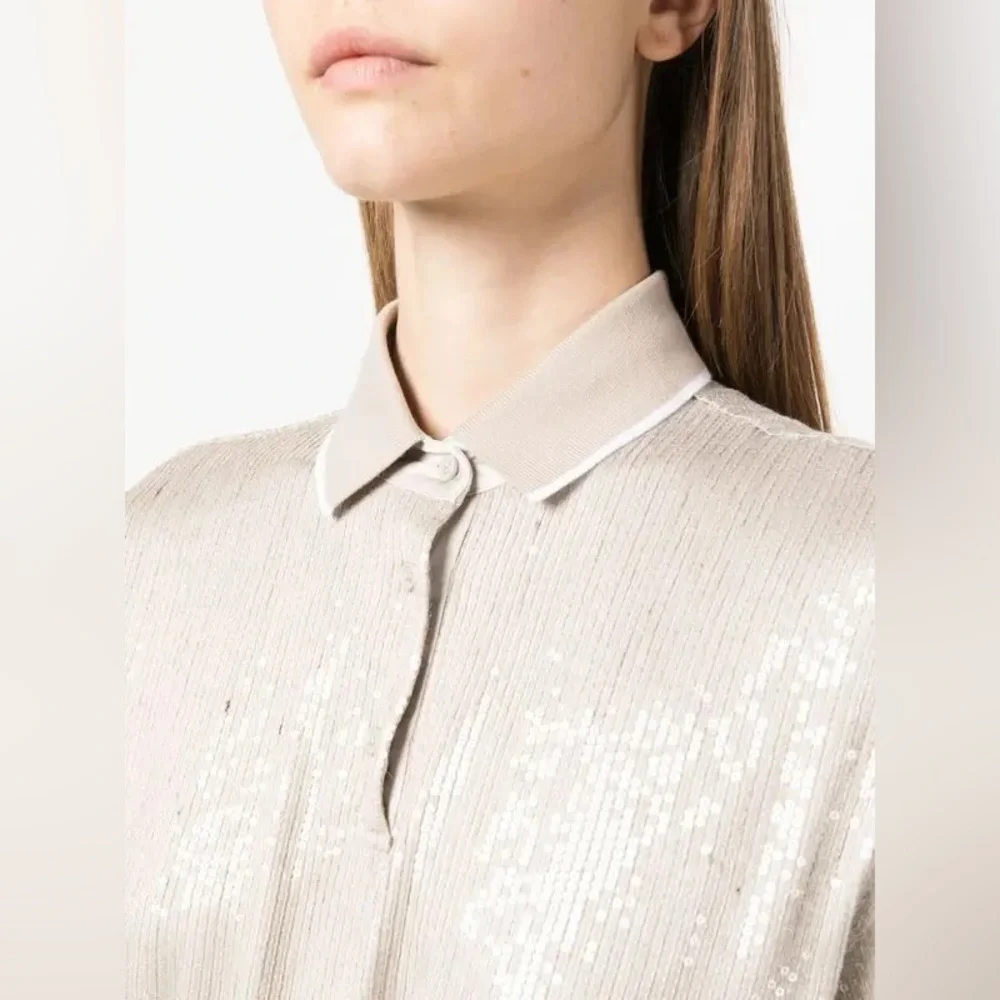 Brunello Cucinelli sequin embellishment polo T-shirt brand new with tag - Picture 4 of 12
